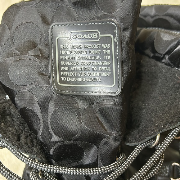 COACH SHAINE SIGNATURE WOMENS BOOTS WINTER RAIN SNOW BLACK LACE UP FLEECE LINED - Picture 7 of 10